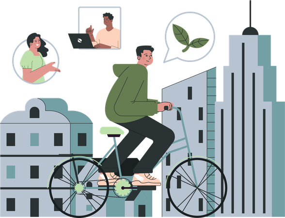 Use bicycles to save environment from air pollution  Illustration