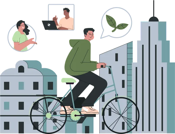 Use bicycles to save environment from air pollution  Illustration