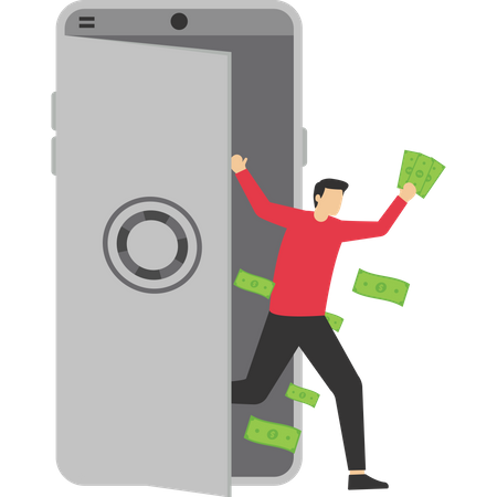 Use gadget smartphone earn money online  Illustration