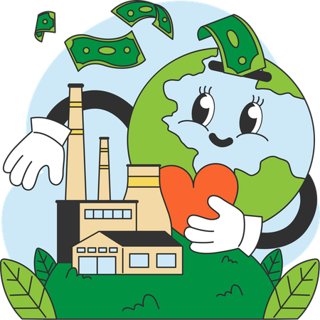 Use green money for saving earth  Illustration