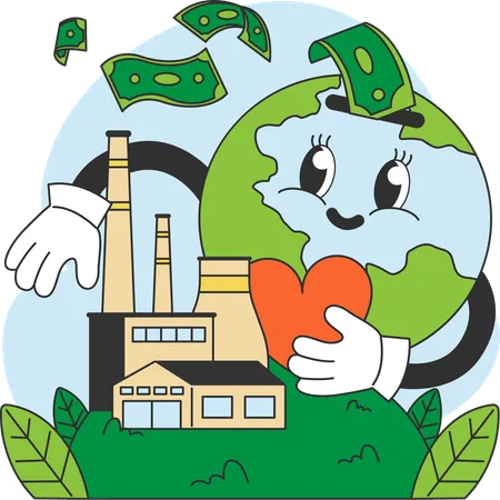 Use green money for saving earth  Illustration