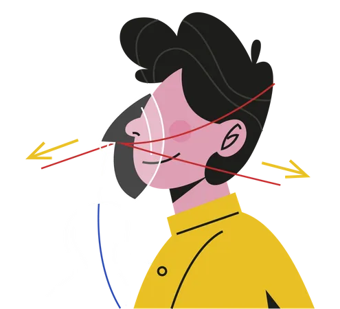 Use oxygen mask during flight emergency Illustration