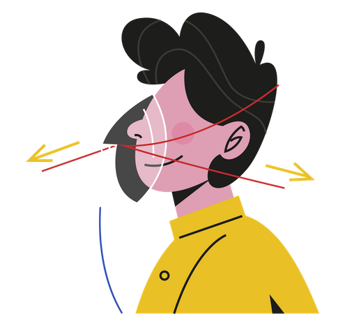 Use oxygen mask during flight emergency  Illustration
