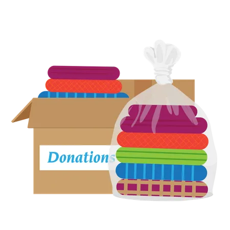Used clothes in bags for donation Illustration