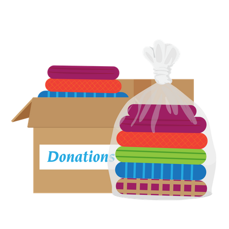 Used clothes in bags for donation  Illustration