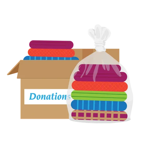 Used clothes in bags for donation  Illustration