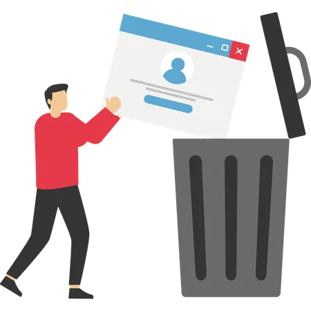 User deleting social account  Illustration