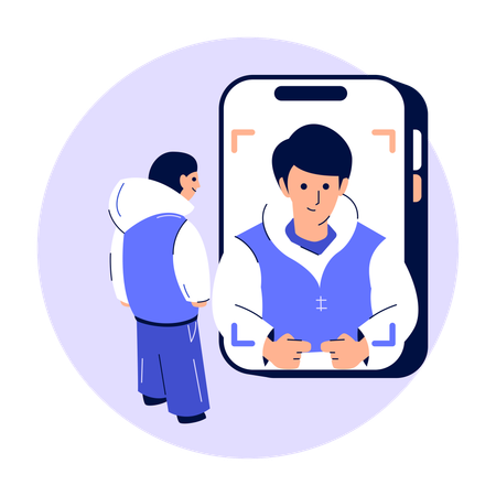 User doing Face Recognition  Illustration