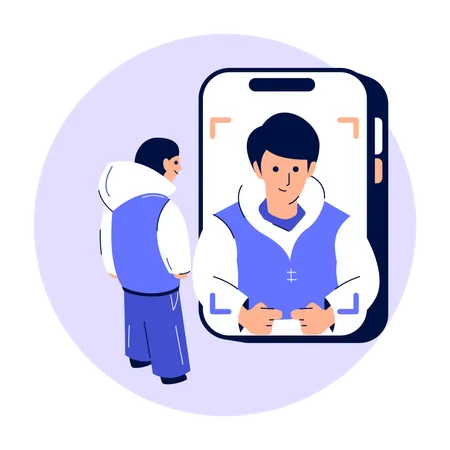 User doing Face Recognition  Illustration