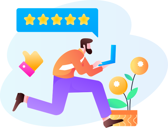 User give online feedback to company products  Illustration