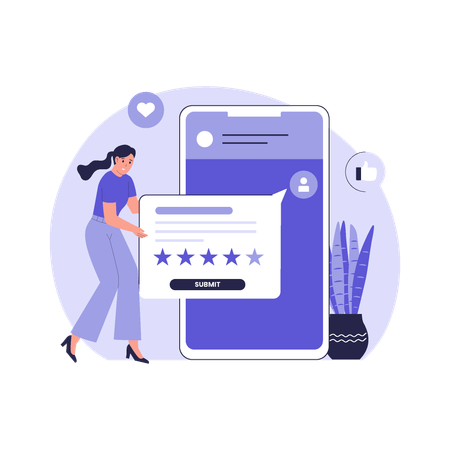 User Giving Feedback via Chat on Mobile App  Illustration