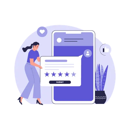 User Giving Feedback via Chat on Mobile App  Illustration