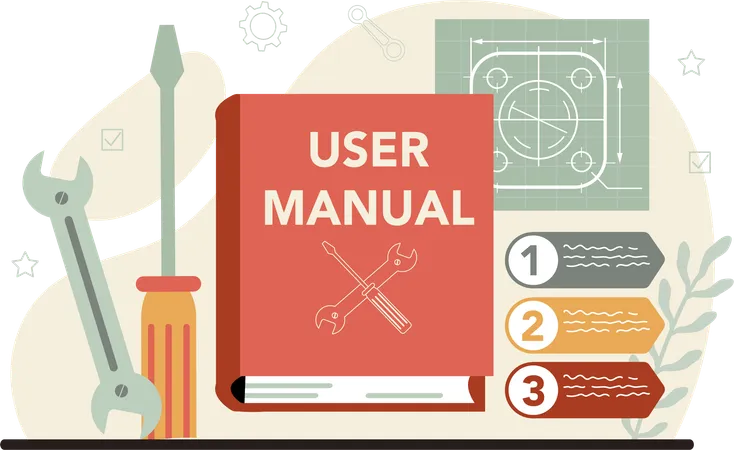User manual with repairing tool  Illustration