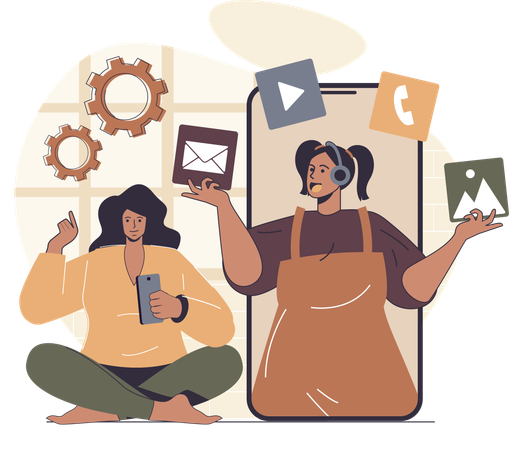 User needs customer care support help  Illustration