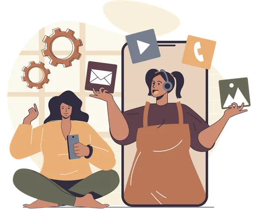 User needs customer care support help  Illustration