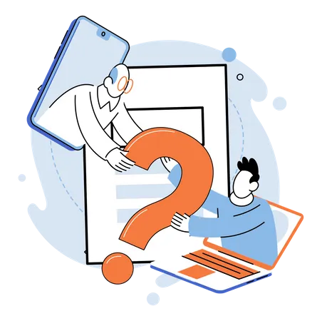 Question Mark Obtaining Information Of Interest Problem And Solution Concept Metaphor FAQ Help Decision Of Information Task Ask Questions And Receive Answers Paint Ladge Sign Decision Of Doubts Illustration