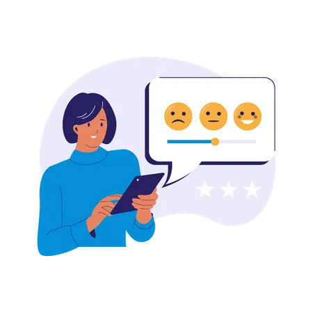 User Rating Emoji Scale on Tablet  Illustration