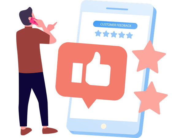 User Sending feedback for company services  Illustration