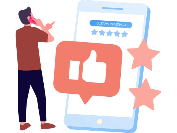 User Sending feedback for company services  Illustration
