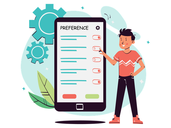 User Setting Preferences of mobile  Illustration