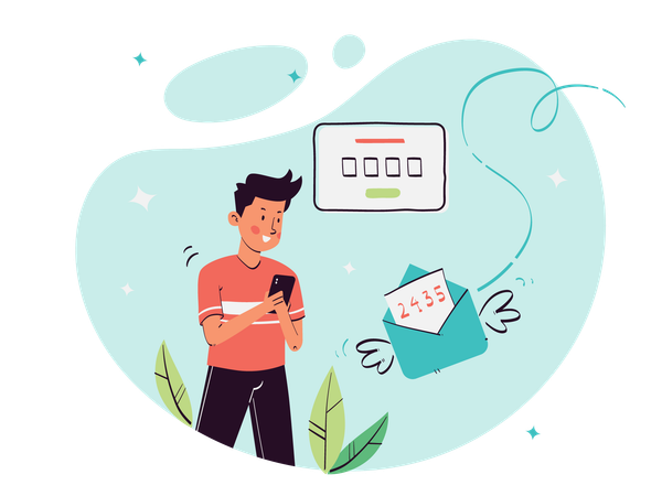 User types Verification Code in application  Illustration
