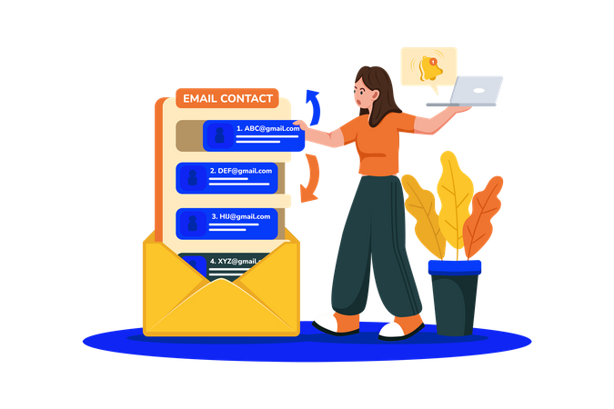 Users create and manage contact lists  Illustration