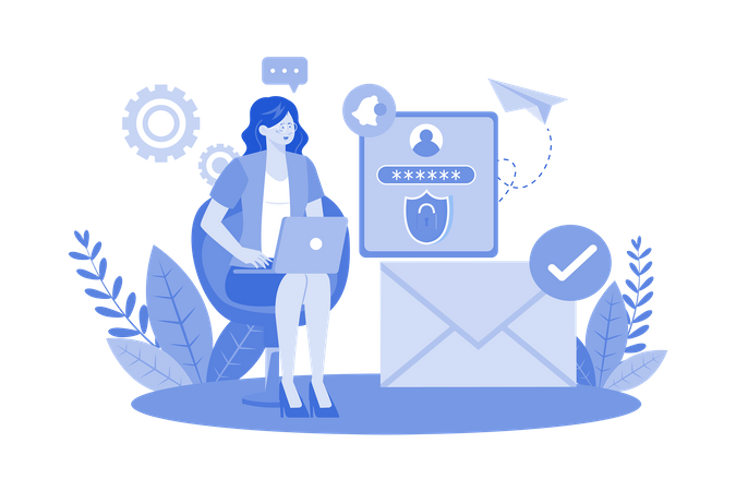 Users sign up for email service for online communication.  Illustration