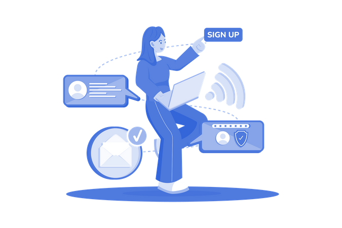 Users sign up for email service  Illustration
