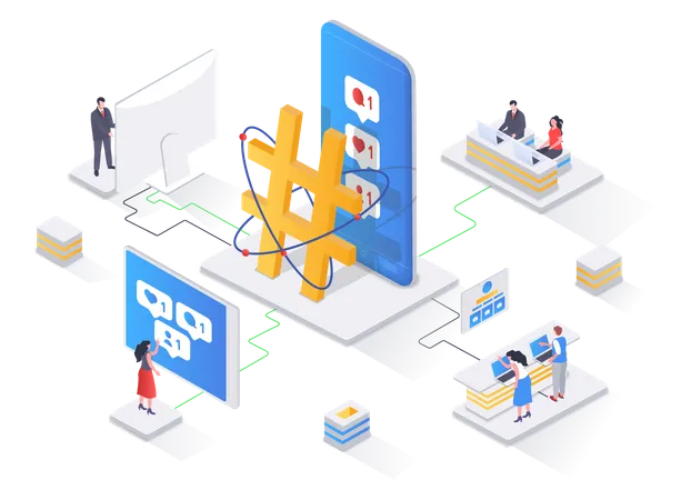 Users using social media website  Illustration