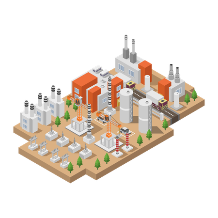 Usina de energia a gás  Ilustração