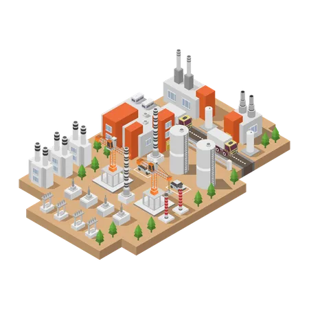 Usina de energia a gás  Ilustração