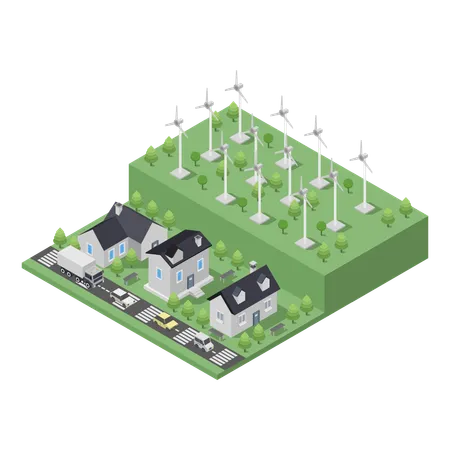 Usina de energia renovável  Ilustração