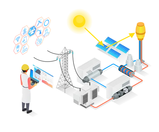 Usina de energia solar  Ilustração