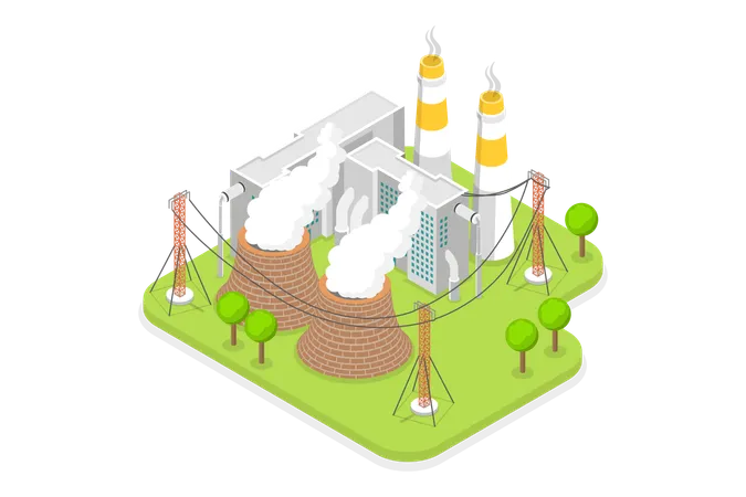 Usina de geração de energia  Ilustração