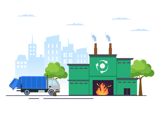 Usina de reciclagem  Ilustração