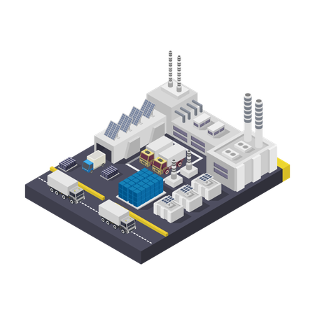 Usine de recyclage verte  Illustration