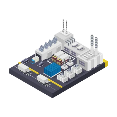 Usine de recyclage verte  Illustration