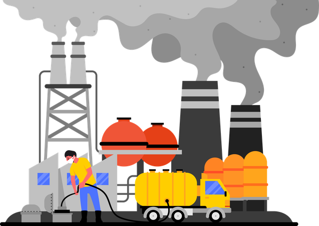 Des usines polluantes  Illustration