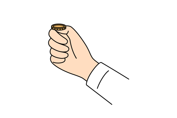 Using coin for toss-up and choosing between heads and tails to make difficult decision  Illustration