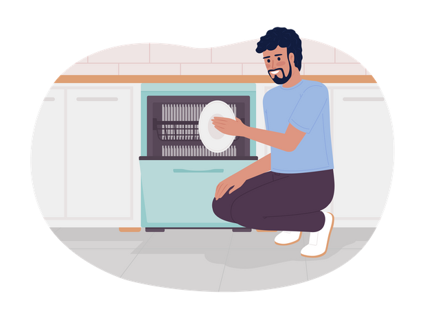Using energy efficient dishwasher Illustration