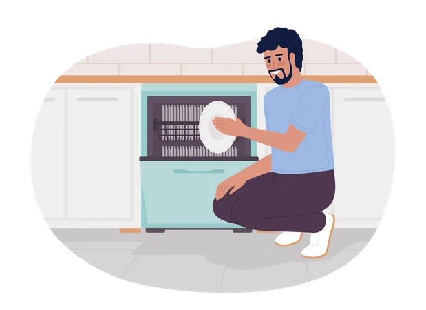 Using energy efficient dishwasher Illustration