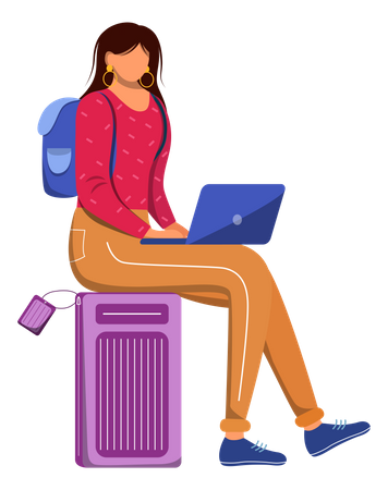 Using laptop during travelling  Illustration