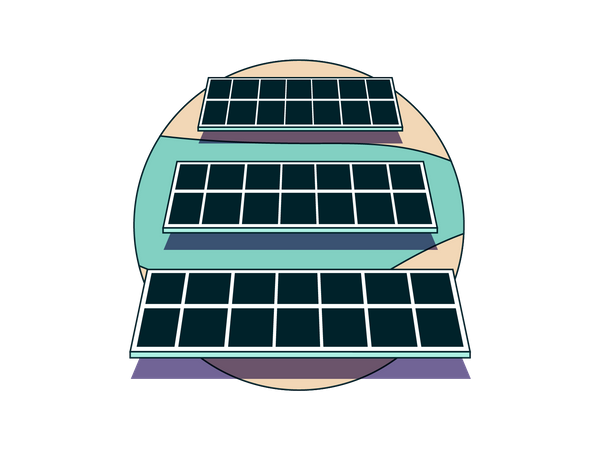 Using solar panel for saving electricity  Illustration