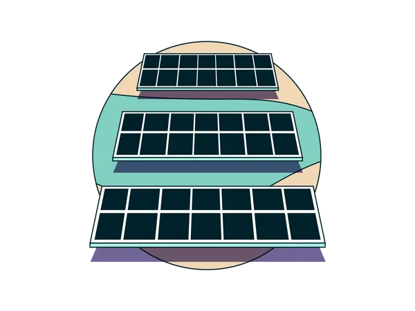 Using solar panel for saving electricity  Illustration