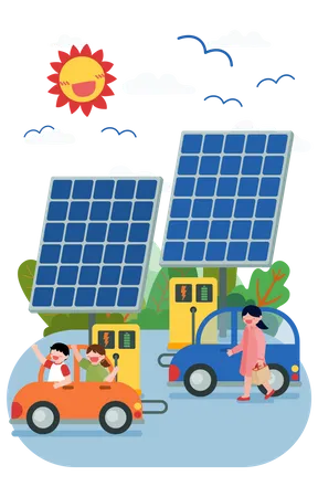 Uso de energia solar  Ilustração