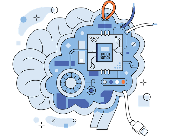 Uso de inteligencia artificial y tecnologías de Internet.  Illustration