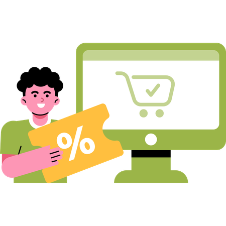 Uso del código de descuento al finalizar la compra  Ilustración