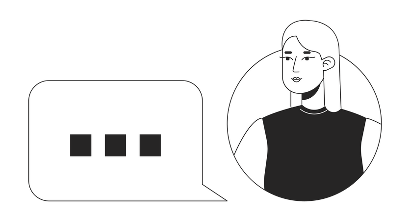 Usuario femenino con burbuja de chat  Ilustración