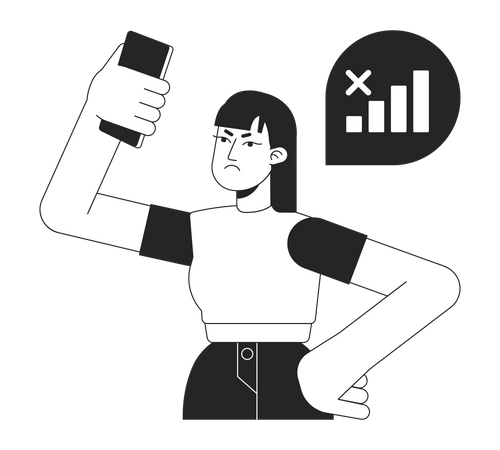 Usuário de telefone perdendo sinal de rede  Ilustração