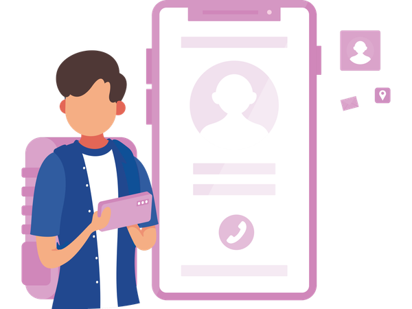 Usuario móvil que utiliza el móvil  Illustration